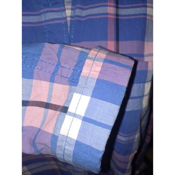 Prince & Fox Pink and Blue Plaid Button Up Shirt Size Large - Picture 5 of 8